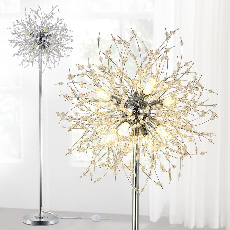 Modern Crystal Fireworks Floor Lamps Chrome Standing Lamp