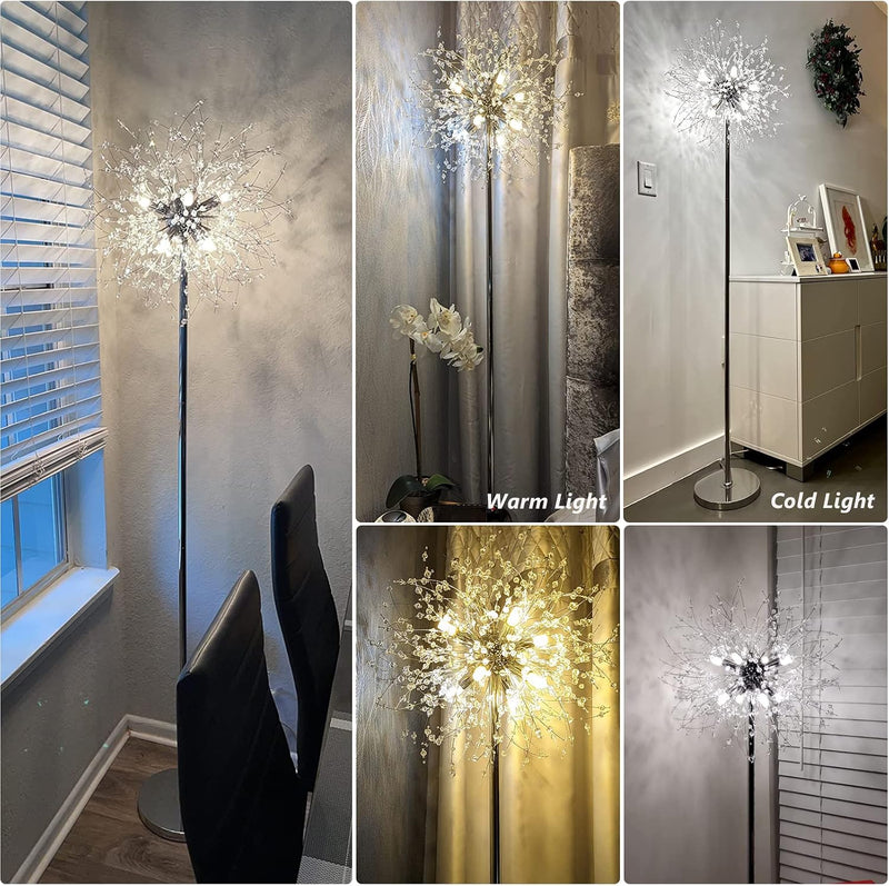 Modern Crystal Fireworks Floor Lamps Chrome Standing Lamp