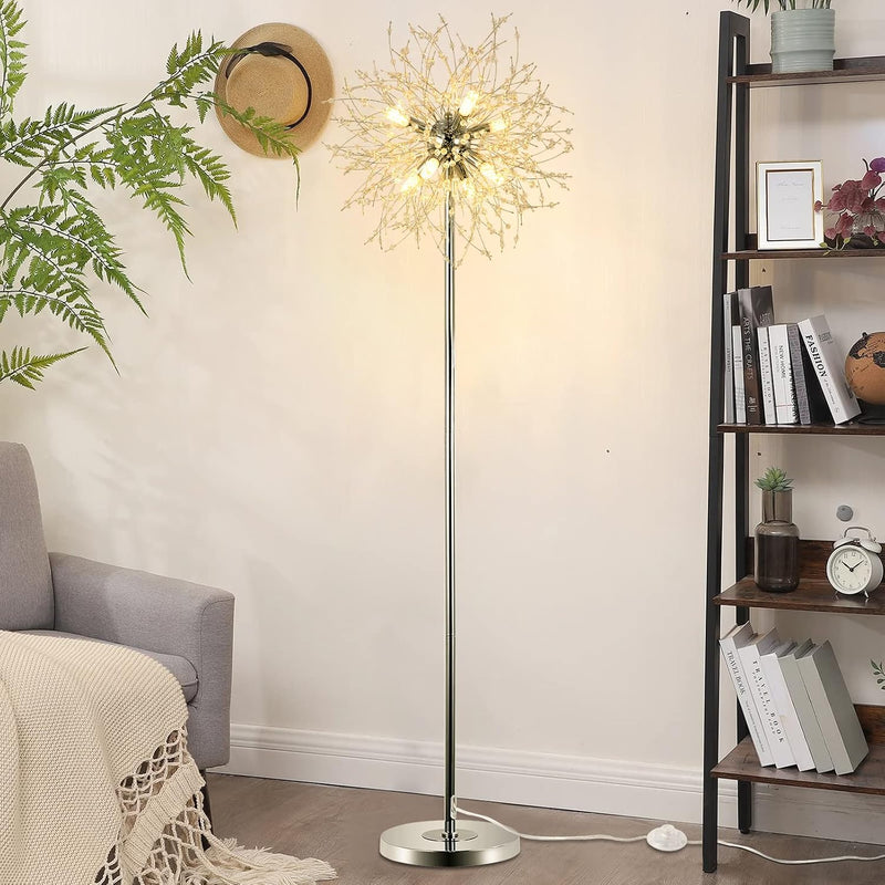 Modern Crystal Fireworks Floor Lamps Chrome Standing Lamp