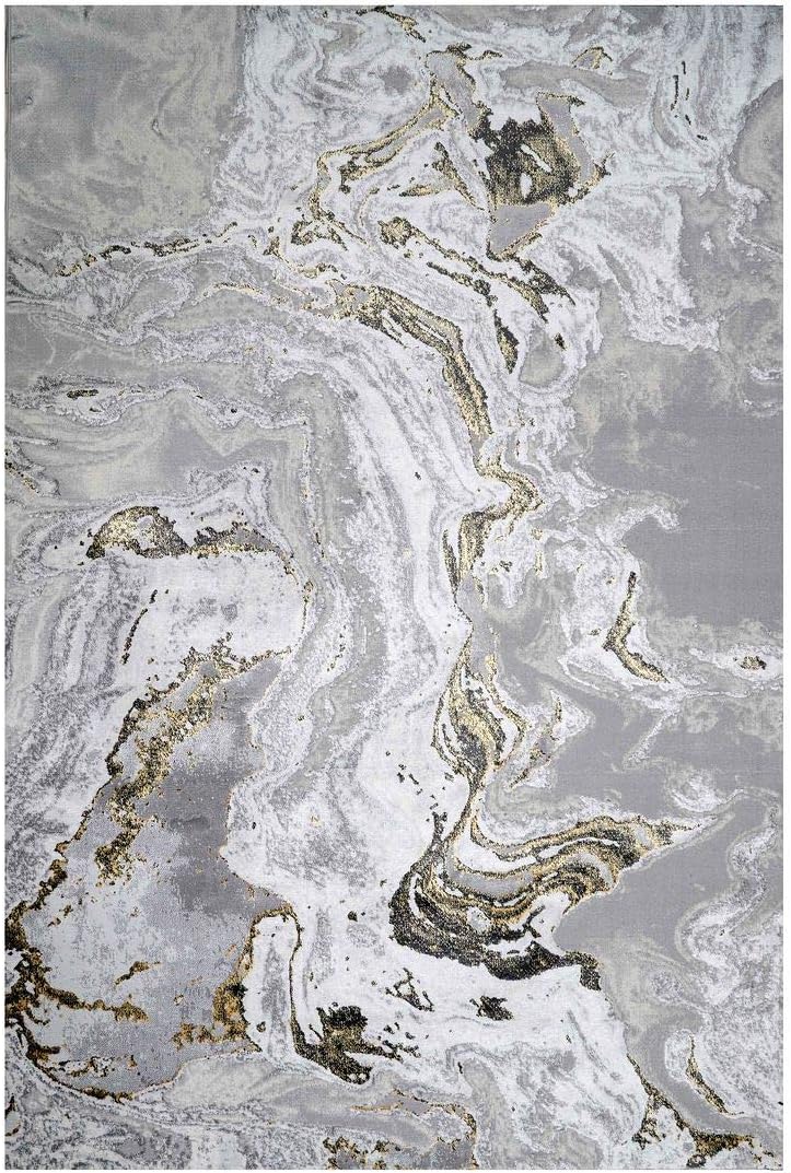 Modern Designer Marble Effect Big Area Rug Plush