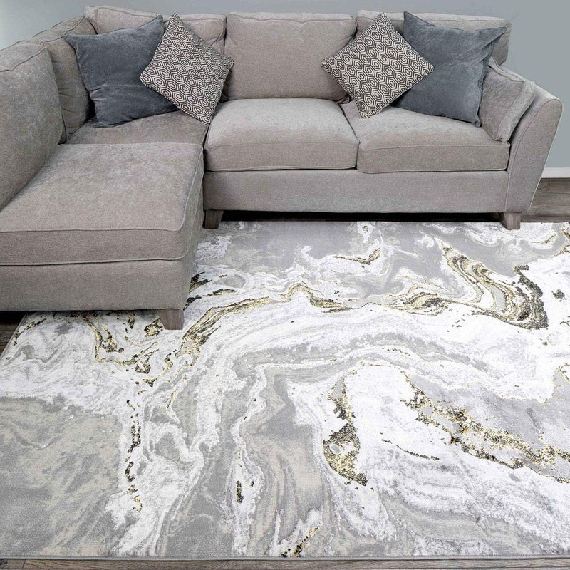 Modern Designer Marble Effect Big Area Rug Plush