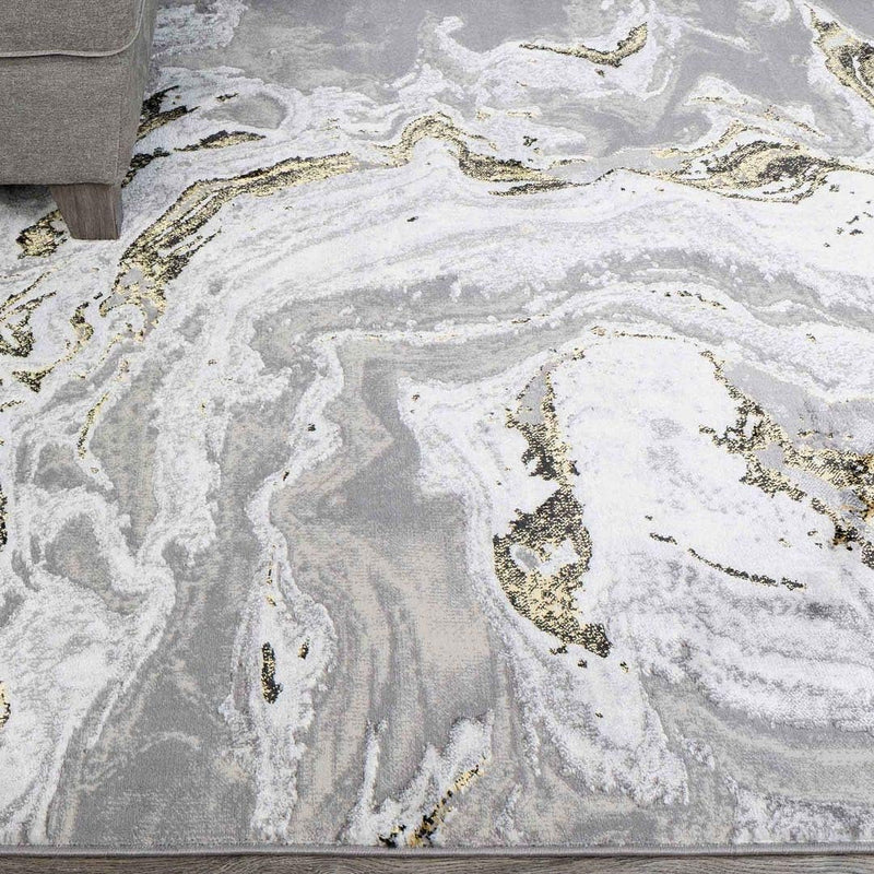 Modern Designer Marble Effect Big Area Rug Plush