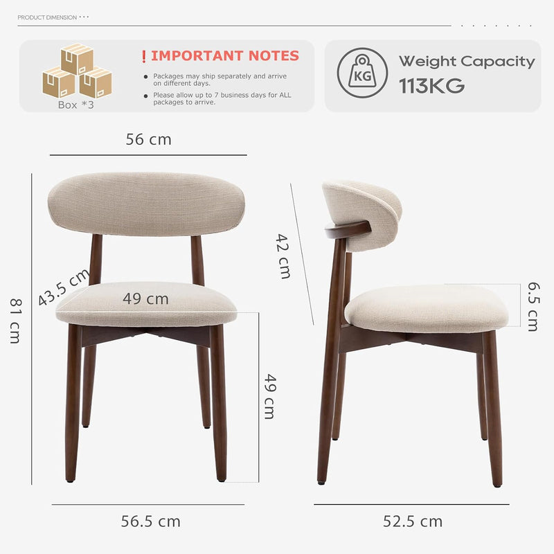 Modern Dining Chairs Set with Wooden Legs Upholstered