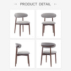 Modern Dining Chairs Set with Wooden Legs Upholstered