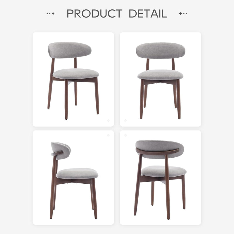 Modern Dining Chairs Set with Wooden Legs Upholstered