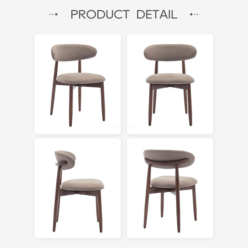Modern Dining Chairs Set with Wooden Legs Upholstered