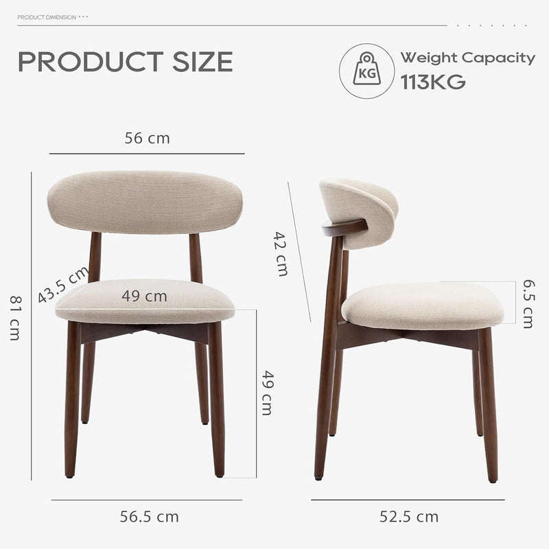 Modern Dining Chairs Set with Wooden Legs Upholstered