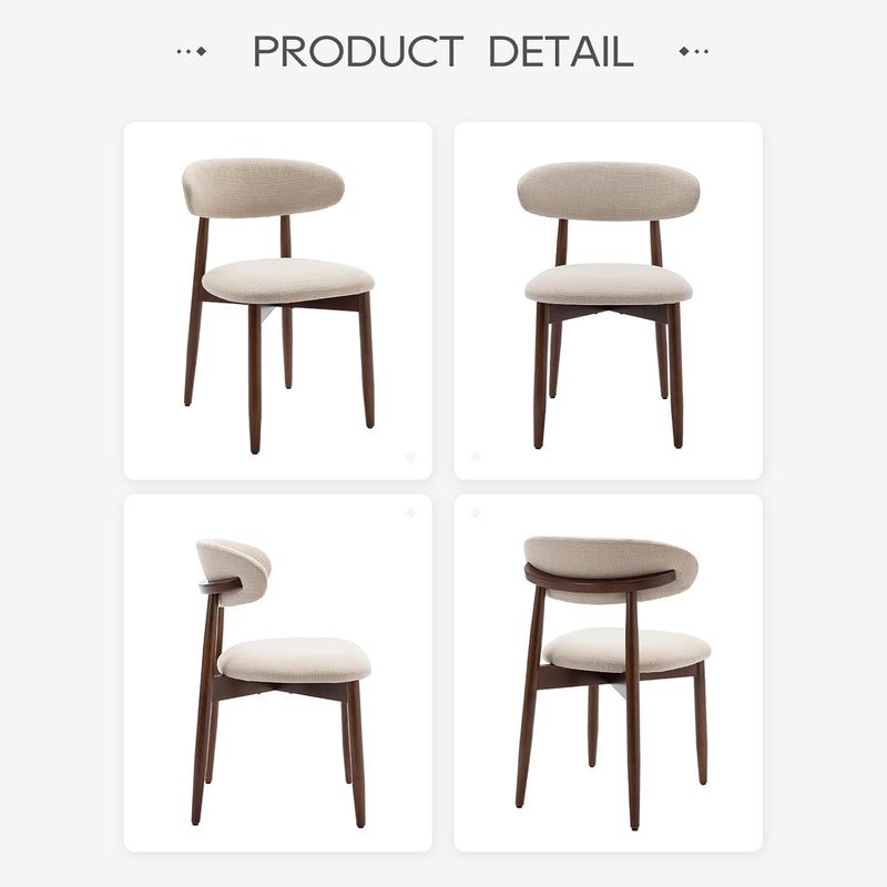 Modern Dining Chairs Set with Wooden Legs Upholstered