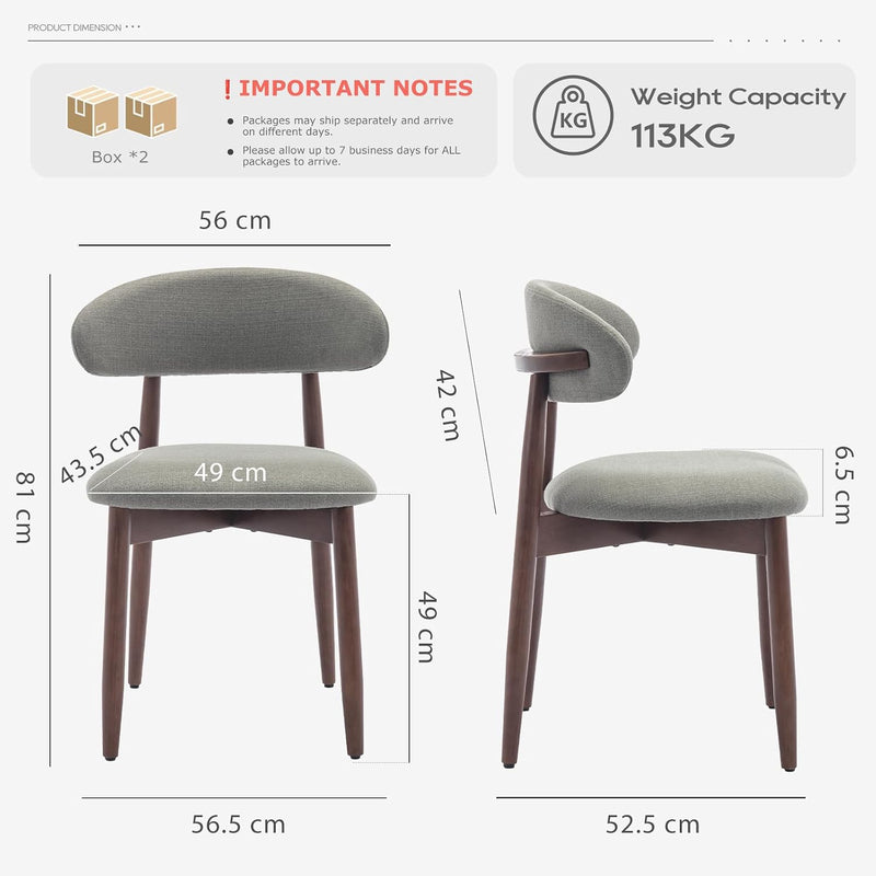 Modern Dining Chairs Set with Wooden Legs Upholstered
