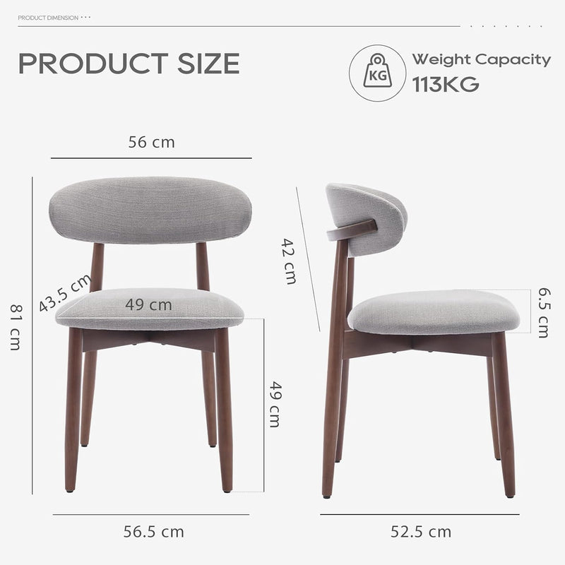 Modern Dining Chairs Set with Wooden Legs Upholstered