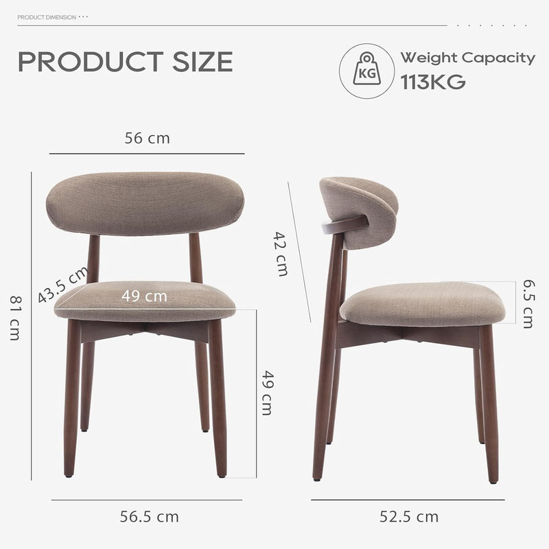 Modern Dining Chairs Set with Wooden Legs Upholstered
