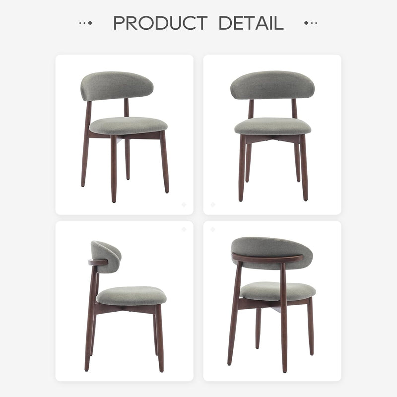 Modern Dining Chairs Set with Wooden Legs Upholstered