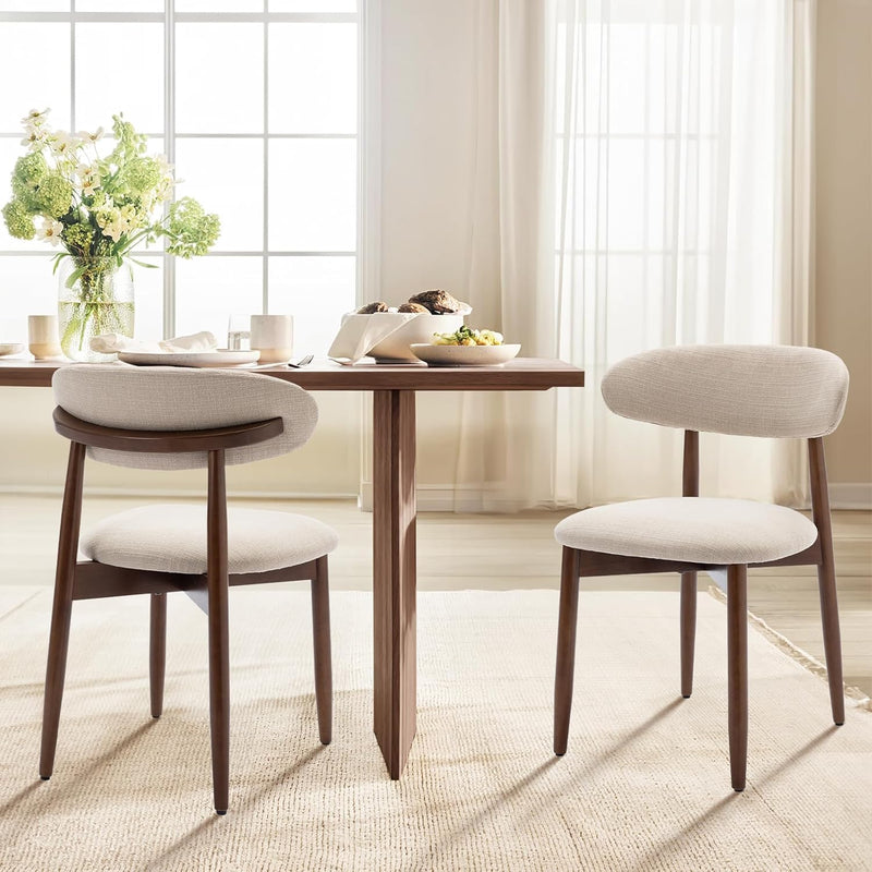 Modern Dining Chairs Set with Wooden Legs Upholstered