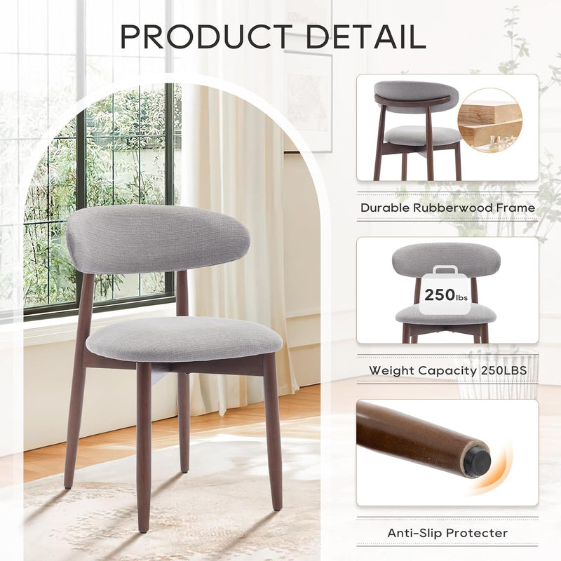 Modern Dining Chairs Set with Wooden Legs Upholstered