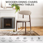 Modern Dining Chairs Set with Wooden Legs Upholstered