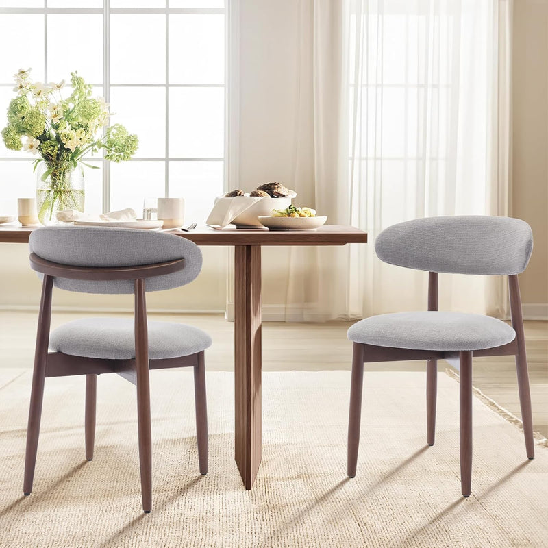 Modern Dining Chairs Set with Wooden Legs Upholstered