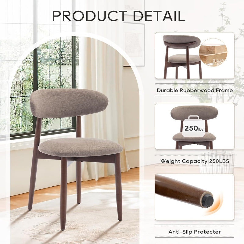 Modern Dining Chairs Set with Wooden Legs Upholstered
