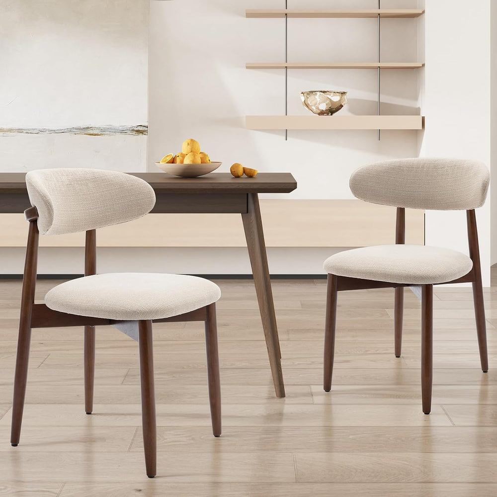 Modern Dining Chairs Set with Wooden Legs Upholstered