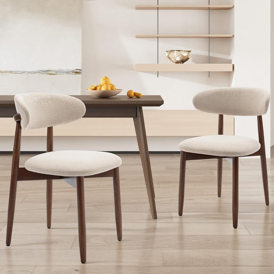 Modern Dining Chairs Set with Wooden Legs Upholstered