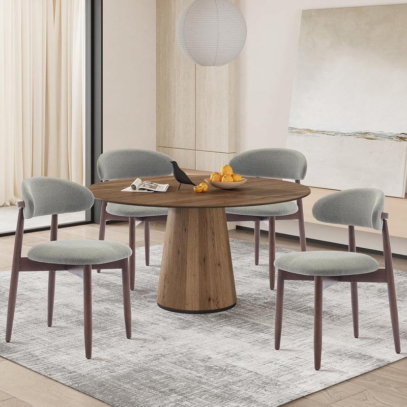 Modern Dining Chairs Set with Wooden Legs Upholstered