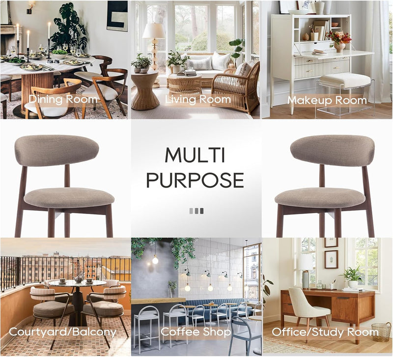 Modern Dining Chairs Set with Wooden Legs Upholstered