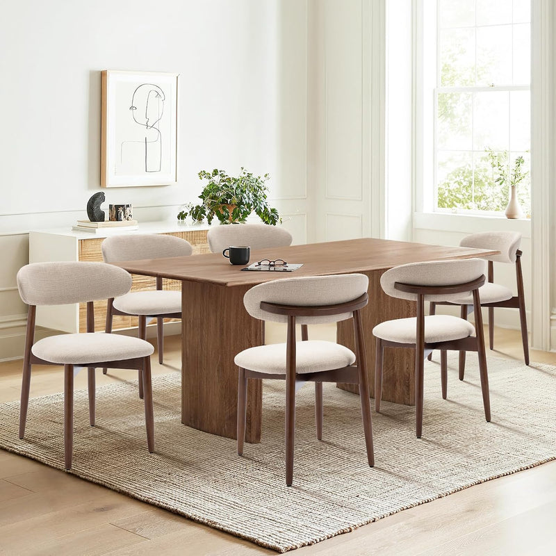 Modern Dining Chairs Set with Wooden Legs Upholstered