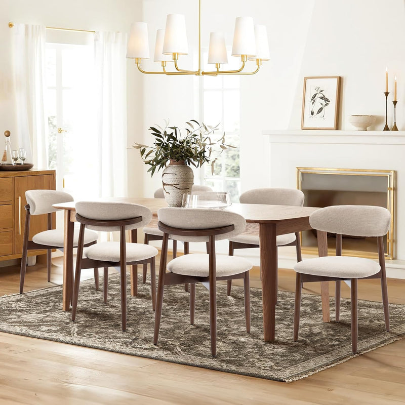 Modern Dining Chairs Set with Wooden Legs Upholstered