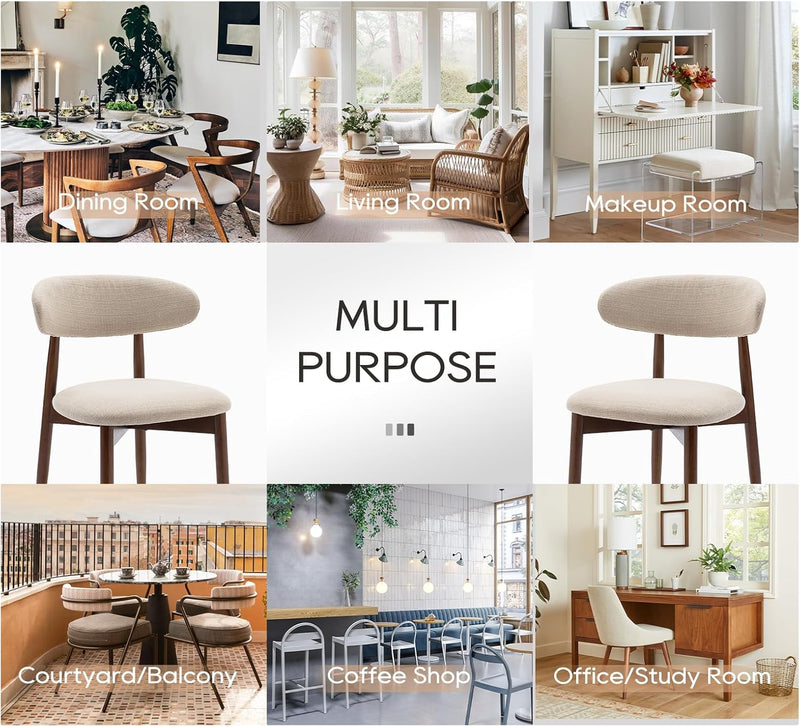 Modern Dining Chairs Set with Wooden Legs Upholstered