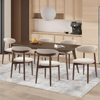 Modern Dining Chairs Set with Wooden Legs Upholstered