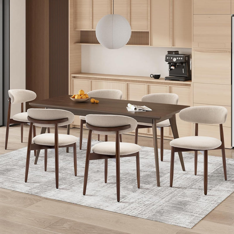 Modern Dining Chairs Set with Wooden Legs Upholstered