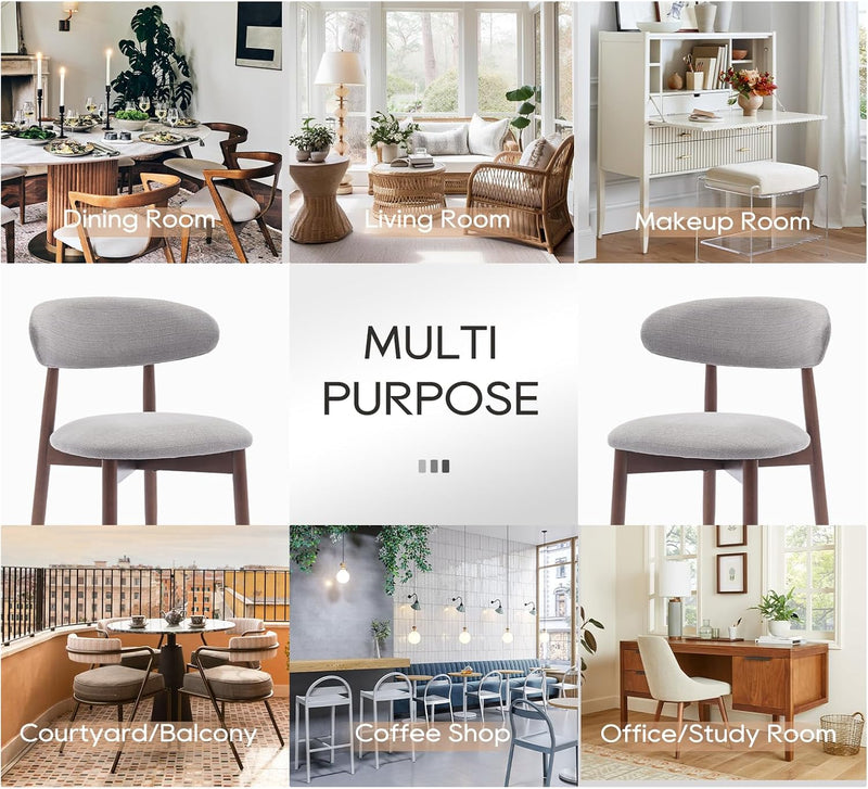 Modern Dining Chairs Set with Wooden Legs Upholstered