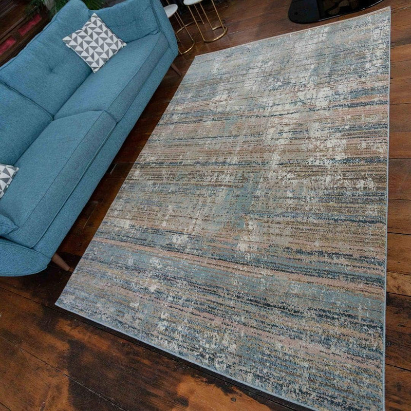 Modern Distressed Painterly Abstract Large Living Room Rug