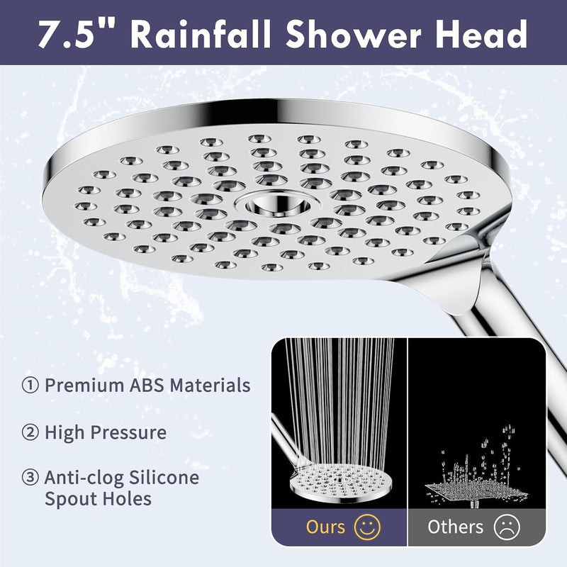 Modern Dual Shower Head with Handheld Spray 7.5