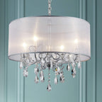 Modern Elegant Crystal Pendant Drum Chandelier 4 Light