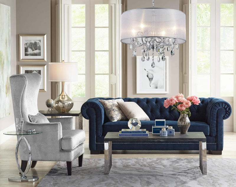 Modern Elegant Crystal Pendant Drum Chandelier 4 Light