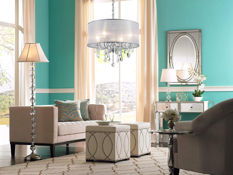 Modern Elegant Crystal Pendant Drum Chandelier 4 Light