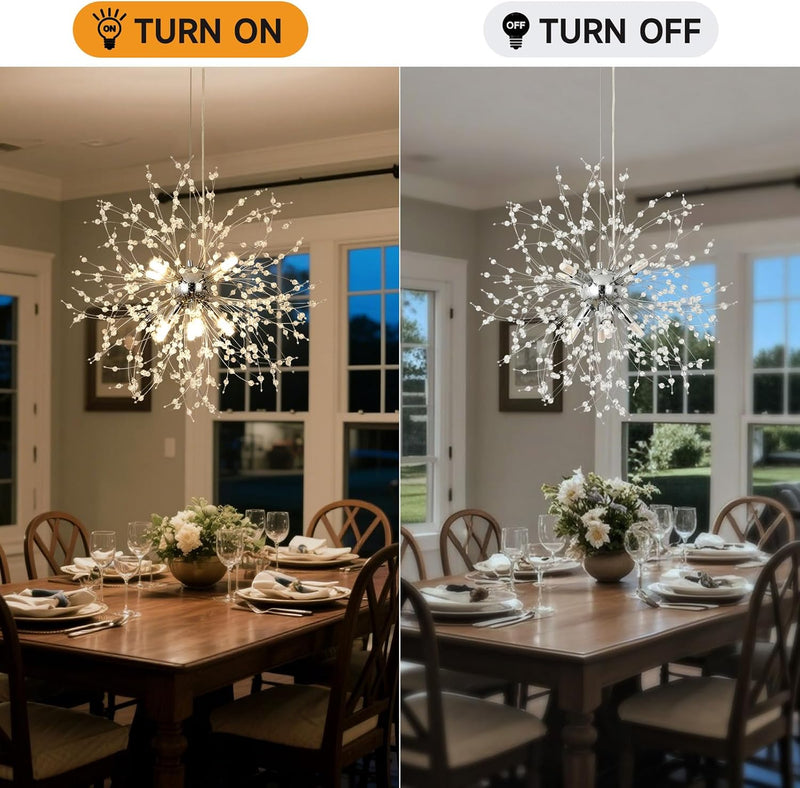 Modern Firework Chandeliers Dandelion Pendant Light Chrome 8
