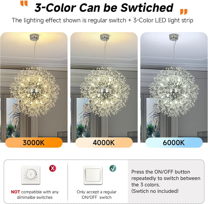 Modern Firework Chandeliers Dandelion Pendant Light Chrome 8