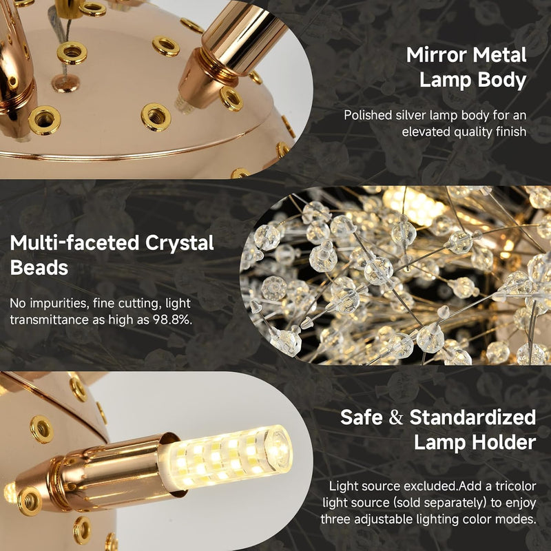 Modern Firework Chandeliers Dandelion Pendant Light Chrome 8