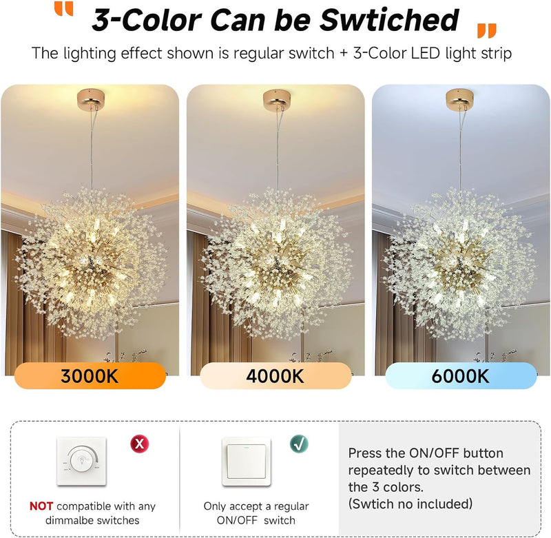 Modern Firework Chandeliers Dandelion Pendant Light Chrome 8