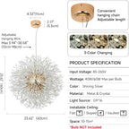 Modern Firework Chandeliers Dandelion Pendant Light Chrome 8