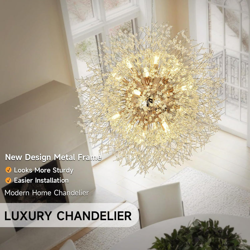 Modern Firework Chandeliers Dandelion Pendant Light Chrome 8