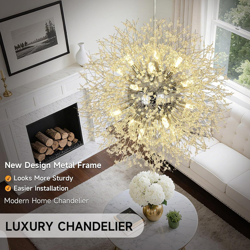 Modern Firework Chandeliers Dandelion Pendant Light Chrome 8