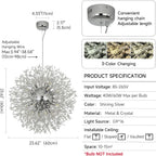 Modern Firework Chandeliers Dandelion Pendant Light Chrome 8
