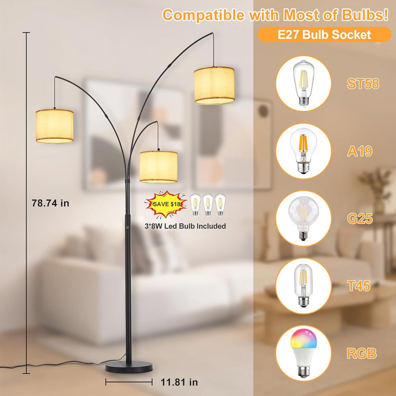 Modern Floor Lamp for Room: 3- Tree Lamps