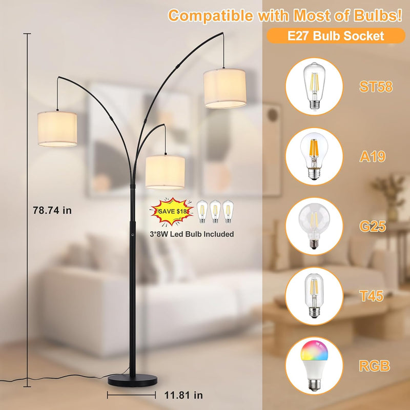 Modern Floor Lamp for Room: 3- Tree Lamps