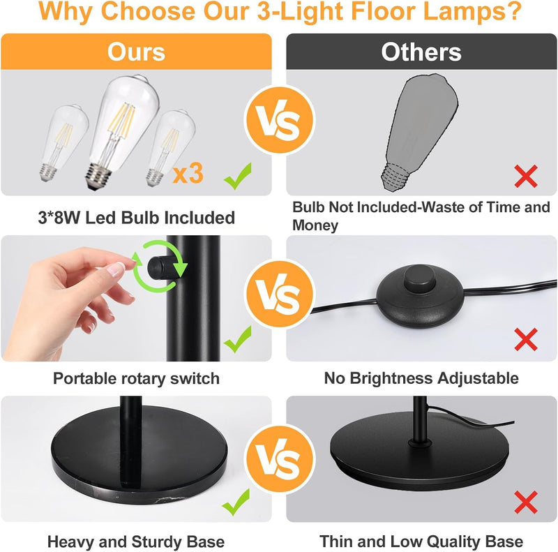 Modern Floor Lamp for Room: 3- Tree Lamps