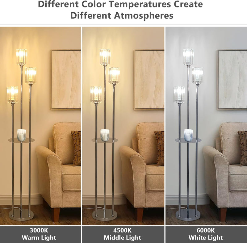 Modern Floor Lamp with Shelves 3-Lights Lamps