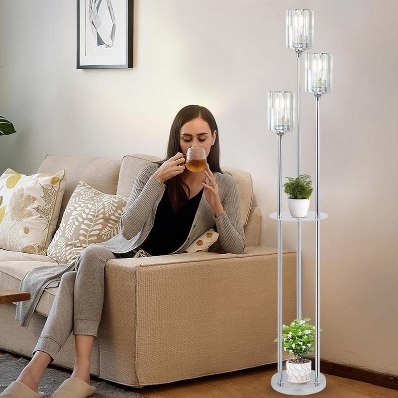 Modern Floor Lamp with Shelves 3-Lights Lamps