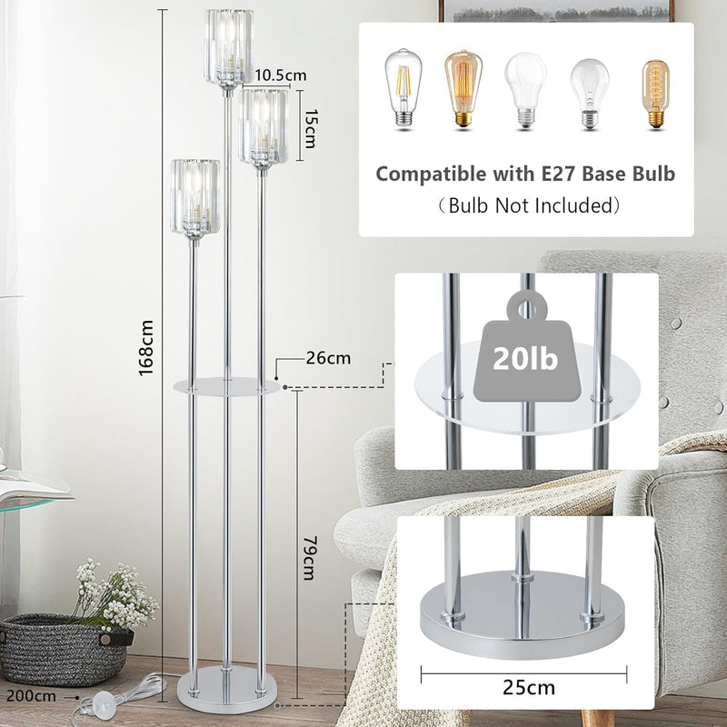 Modern Floor Lamp with Shelves 3-Lights Lamps